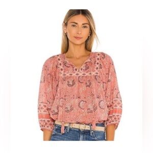 Cleobella Pink Amarills Peasant Tassel Boho
Long Sleeve Blouse. Size S